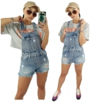 Krotkie damskie spodenki szorty ogrodniczki JEANS C168