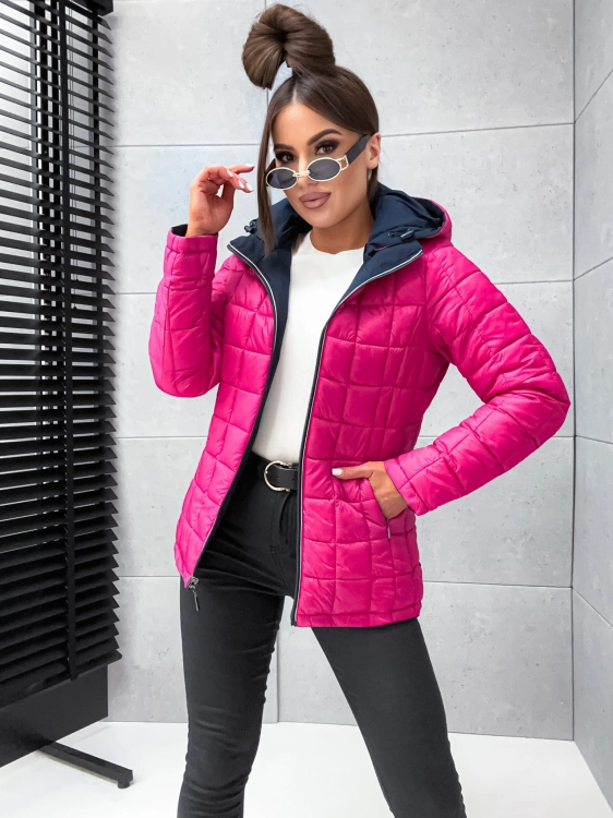 Dwustronna gladka pikowana kurtka damska