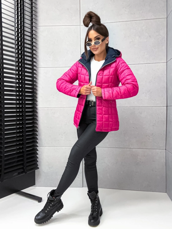 Granatowo rozowa wiosenna kurtka damska