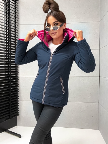 Granatowo rozowa wiosenna kurtka damska