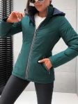 Przejsciowa kurtka damska DWUSTRONNA z kapturem 7699 - ZIELONA/GRANAT