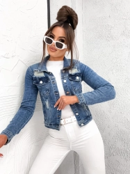 Wiosenna jeansowa damska kurtka jeans katana jasna - K50