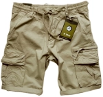 Meskie krotkie spodenki bojowki na gumie szorty 5790 - CIEMNY BEŻOWY 