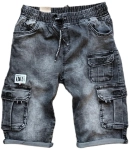 Meskie krotkie spodenki bojowki jeansowe na gumie CZARNE 17D - CZARNY