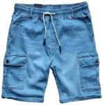 Meskie krotkie spodenki bojowki jeansowe na gumie 8260 - niebiskie 