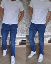 Długie męskie spodnie jeansowe JEANS KB3270