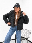 Jesienna pikowana kurtka damska OVERSIZE 1038  - CZARNA