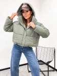 Jesienna pikowana kurtka damska OVERSIZE 1038  -  ZIELONKAWA