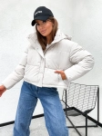 Jesienna pikowana kurtka damska OVERSIZE 1038  -  JASNY BEŻ