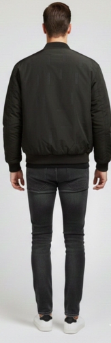 Pikowana kurtka meska bomberka w kolorze czarnym czarna tył