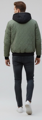 Wiosenna przejsciowa lekko ocieplana kurtka meska z kapturem tył