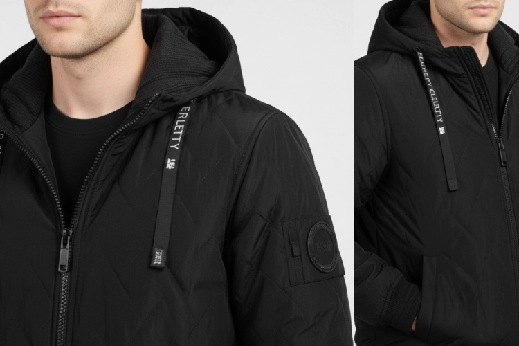 Kurtka wiosenna meska z kapturem na suwak czarna