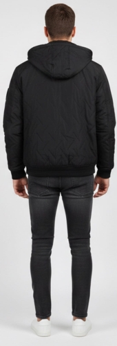 Kurtka meska z kapturem przejsciowa tył czarna