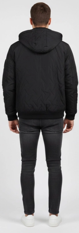 Kurtka meska z kapturem przejsciowa tył czarna
