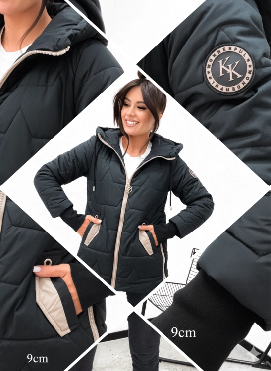 Pikowana wiosenna kurtka damska z kapturem