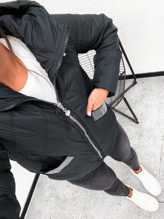 Wiosenna przejsciowa kurtka damska czarna