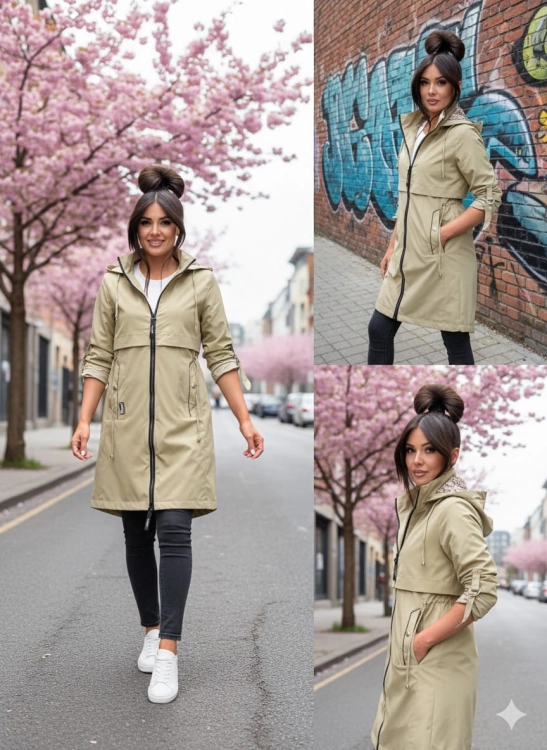 Wiosenna lekka kurtka damska w kolorze bezowym