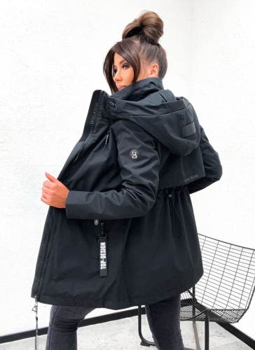 Wiosenna kurtka damska parka kolor czarny