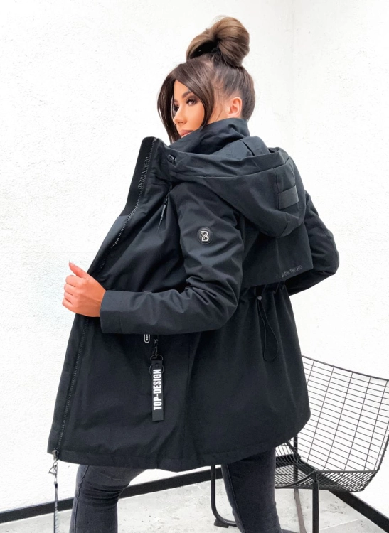 Wiosenna kurtka damska parka kolor czarny