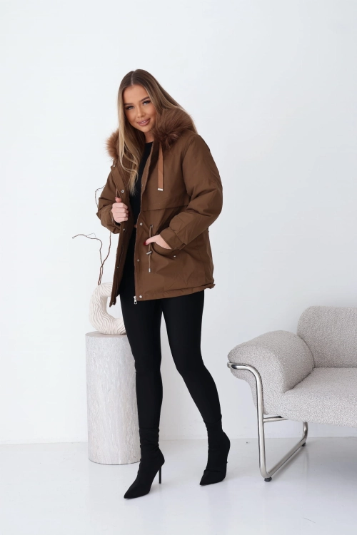 Zimowa kurtka damska parka na misiu z kapturem