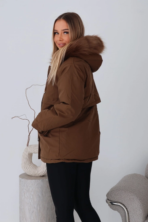 Ciepla zimowa kurtka damska na misiu