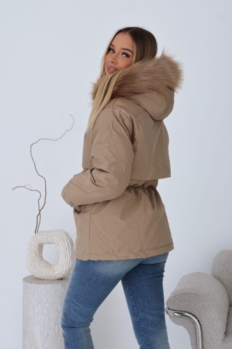 Zimowa kurtka damska na misiu z kapturem parka