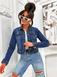 Wiosenna jeansowa damska kurtka jeans katana BASIC - 6077