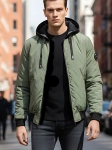 Kurtka męska wiosenna  przejsciowa wiatrowka z kapturem 7008 - ZIELONA