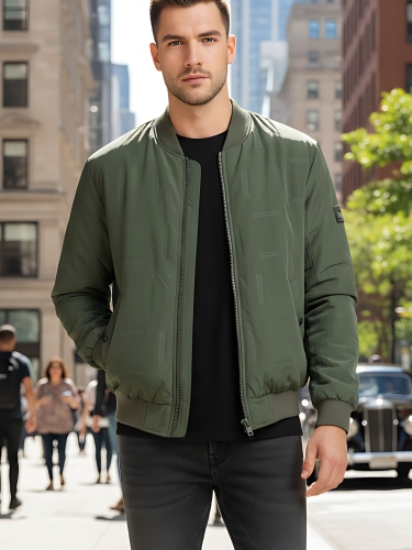 Kurtka meska wiosenna bomberka przejsciowa zielona pikowana