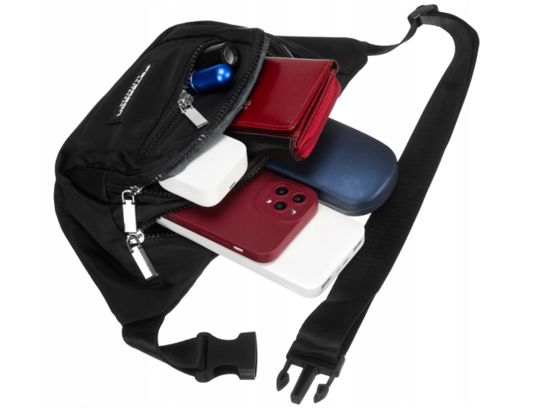 S3 damska saszetka nerka crossbody sportowa, czarna