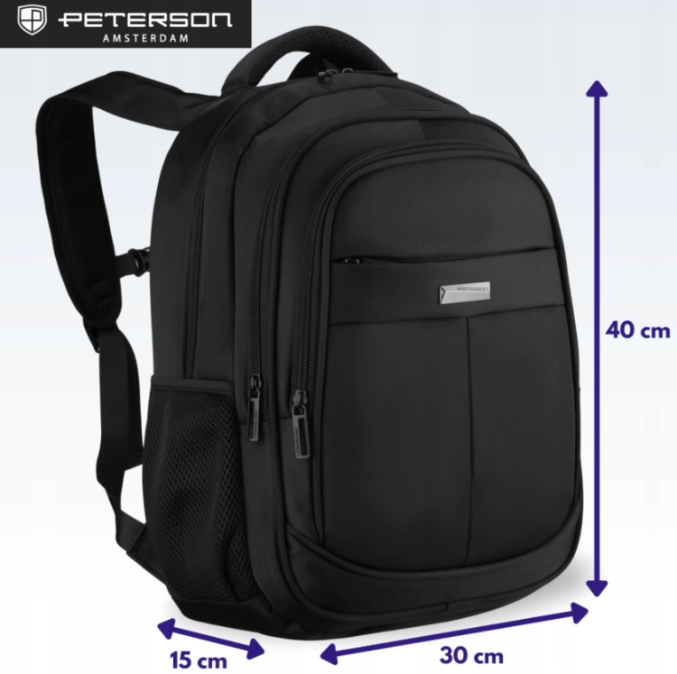 P17 miejski plecak podróżny na laptopa (40x30x15) czarny