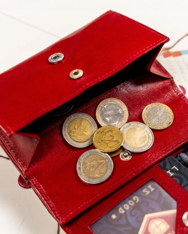 D6 damski portfel skórzany RFID czerwony