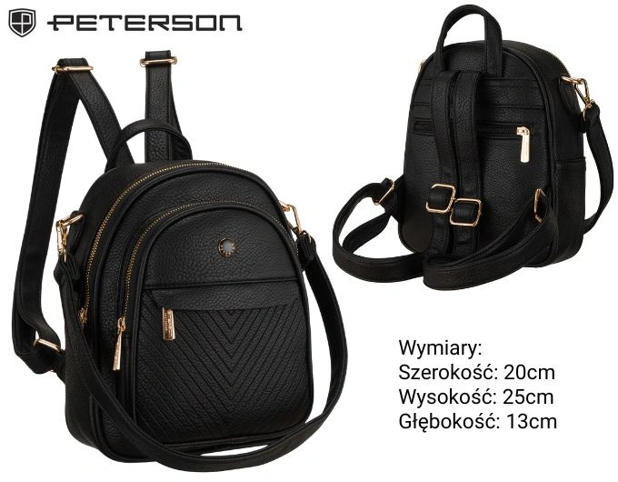 P24 damski plecak z paskiem eco czarny