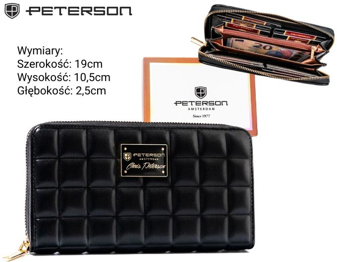 Portfel damski pikowany czarny D12