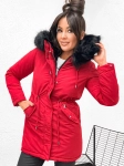 Zimowa kurtka damska na misiu PARKA (Teddy) W641 - CZERWONA